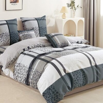 Komplet Pościeli Satyna Bawełniana Krata