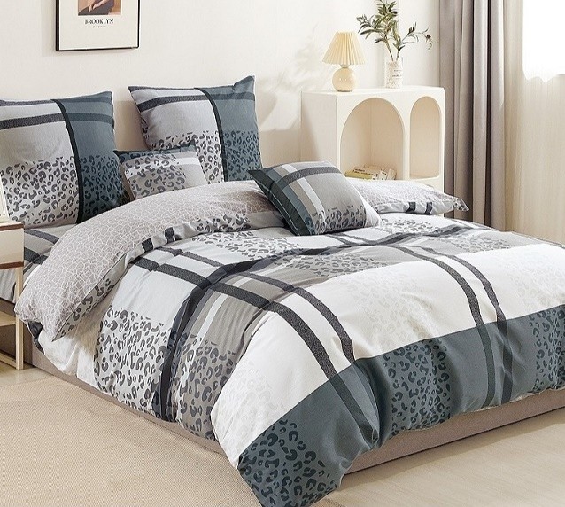 Komplet Pościeli Satyna Bawełniana Krata