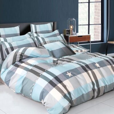 Komplet Pościeli Satyna Bawełniana Krata