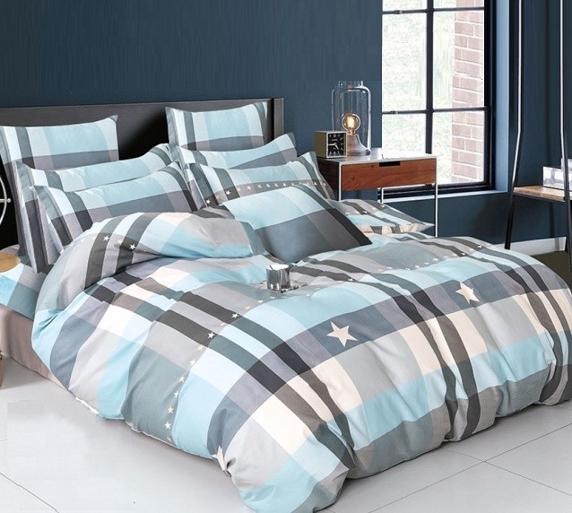 Komplet Pościeli Satyna Bawełniana Krata