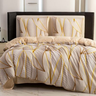 Komplet Pościeli Satyna Bawełniana Liście