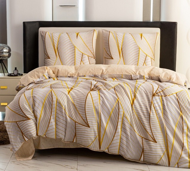 Komplet Pościeli Satyna Bawełniana Liście