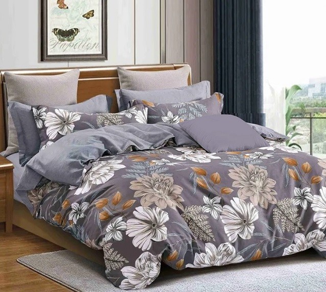 Komplet Pościeli Satyna Bawełniana Kwiaty