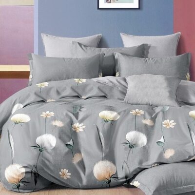 Komplet Pościeli Satyna Bawełniana Kwiaty