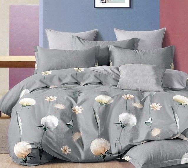 Komplet Pościeli Satyna Bawełniana Kwiaty