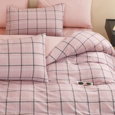 Komplet Pościeli Satyna Bawełniana Krata