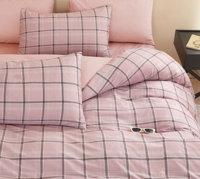 Komplet Pościeli Satyna Bawełniana Krata