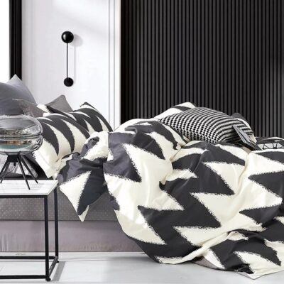 Komplet Pościeli Satyna Bawełniana Zygzak