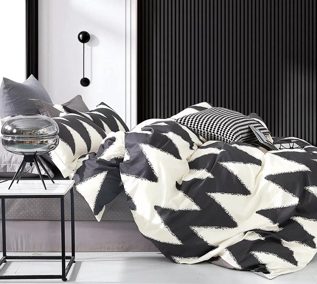 Komplet Pościeli Satyna Bawełniana Zygzak