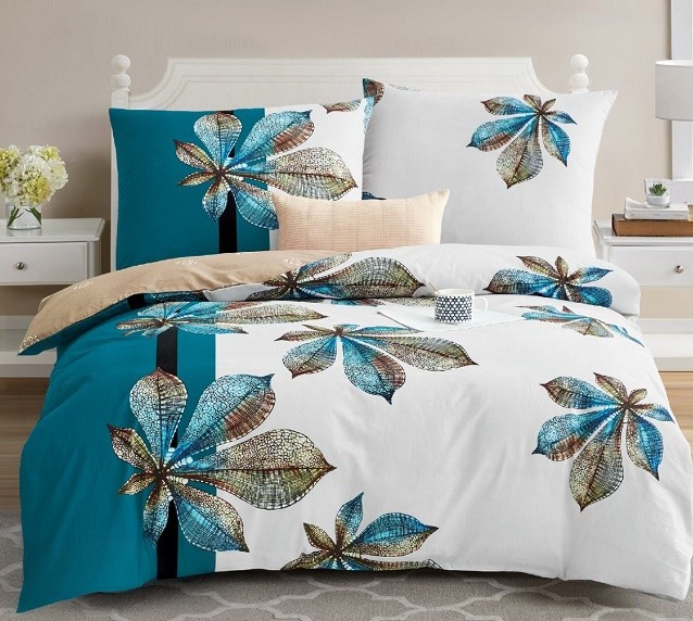 Komplet Pościeli Satyna Bawełniana Liście