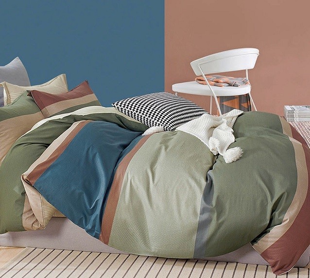 Komplet Pościeli Satyna Bawełniana Pasy