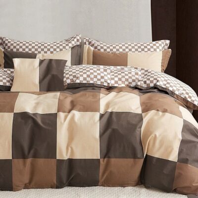 Komplet Pościeli Satyna Bawełniana Kratka