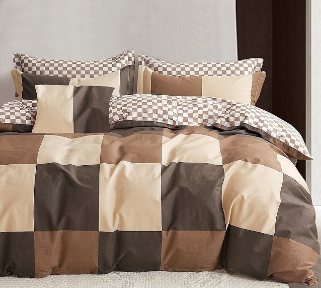 Komplet Pościeli Satyna Bawełniana Kratka