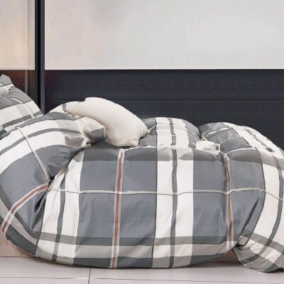 Komplet Pościeli Satyna Bawełniana Kratka