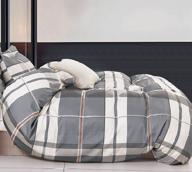 Komplet Pościeli Satyna Bawełniana Kratka