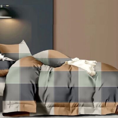 Komplet Pościeli Satyna Bawełniana Kratka