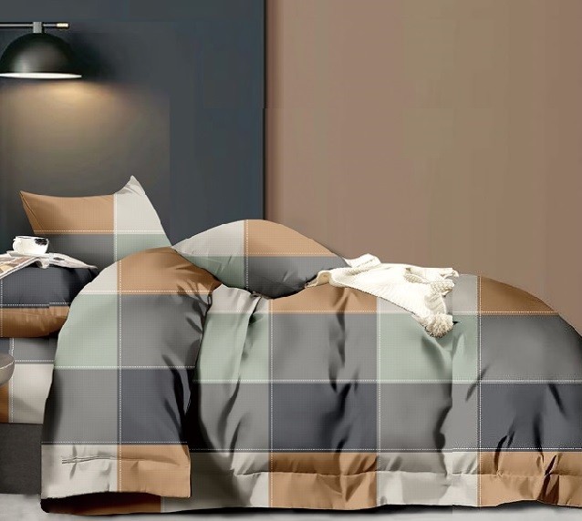 Komplet Pościeli Satyna Bawełniana Kratka