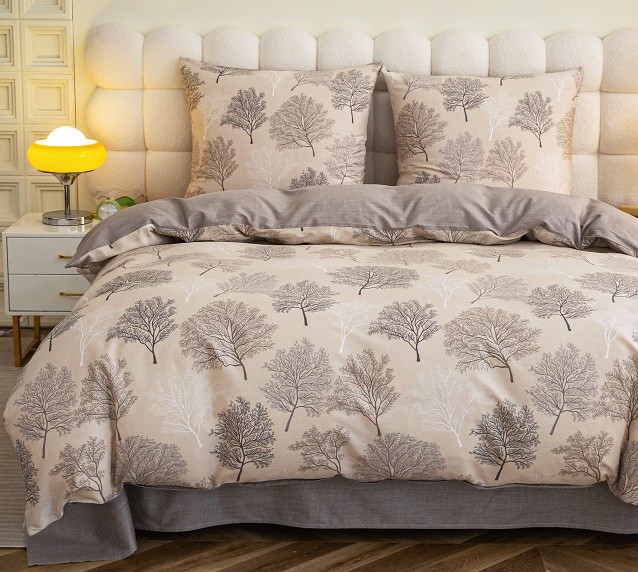 Komplet Pościeli Satyna Bawełniana Drzewa