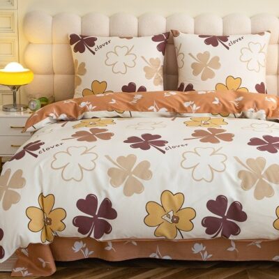 Komplet Pościeli Satyna Bawełniana Liście