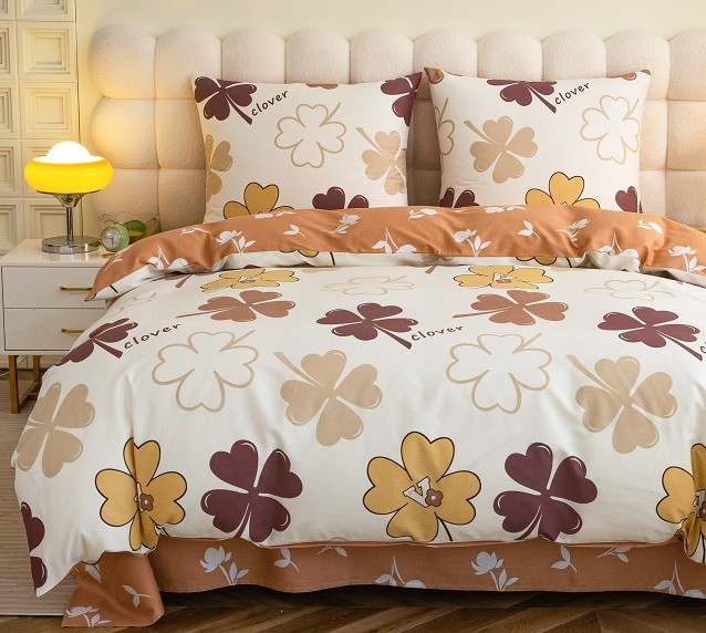 Komplet Pościeli Satyna Bawełniana Liście