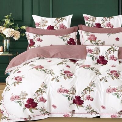 Komplet Pościeli Satyna Bawełniana Kwiatki