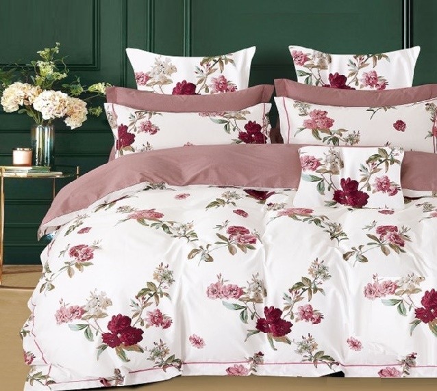 Komplet Pościeli Satyna Bawełniana Kwiatki
