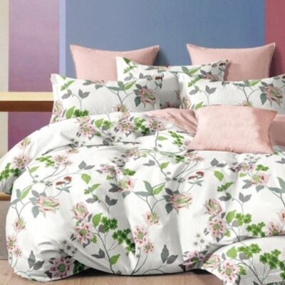 Komplet Pościeli Satyna Bawełniana Kwiatki