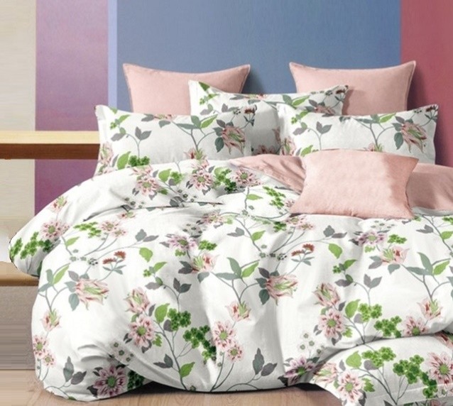 Komplet Pościeli Satyna Bawełniana Kwiatki