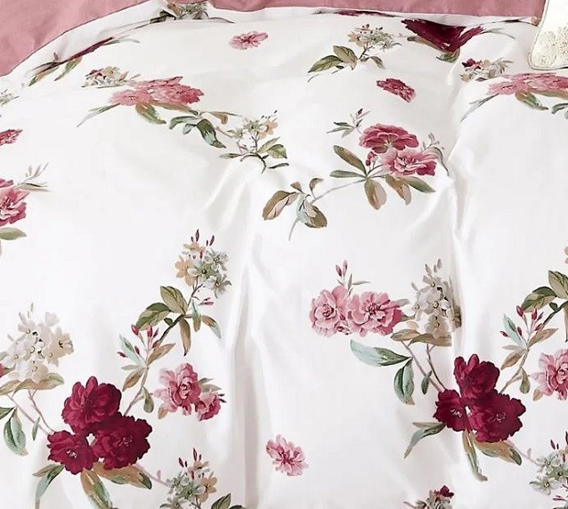 Komplet Pościeli Satyna Bawełniana Kwiatki