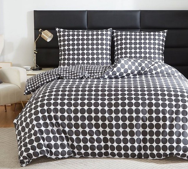 Komplet Pościeli Satyna Bawełniana Groszki