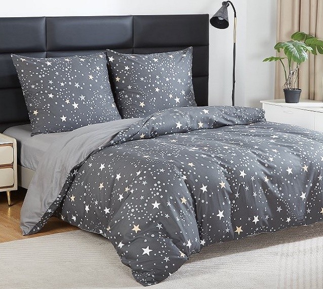 Komplet Pościeli Satyna Bawełniana Gwiazdy