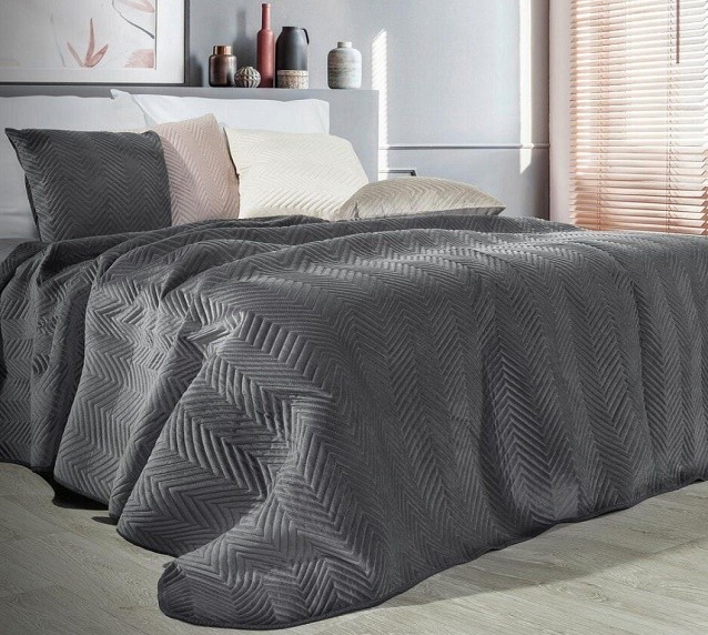 Narzuta Eurofirany Welurowa Sofia Grafitowa