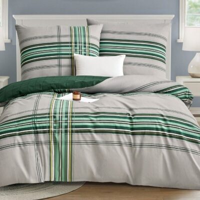 Komplet Pościeli Satyna Bawełniana Kratka