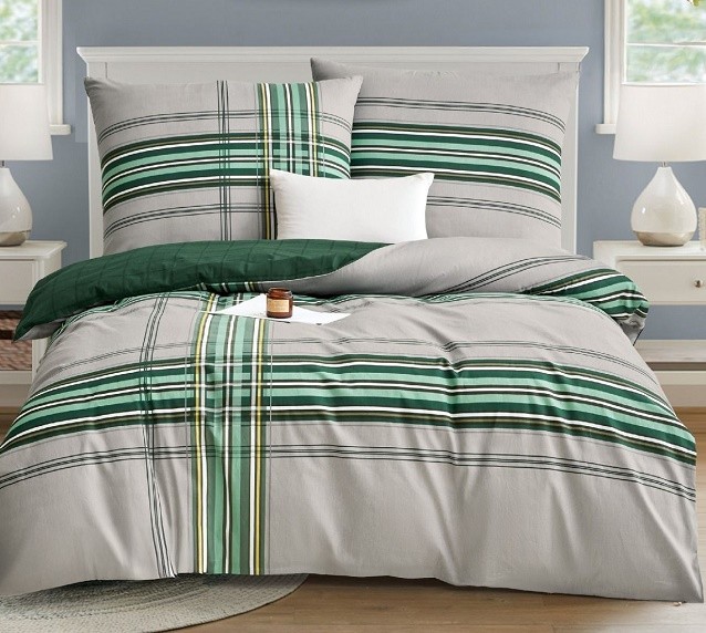 Komplet Pościeli Satyna Bawełniana Kratka