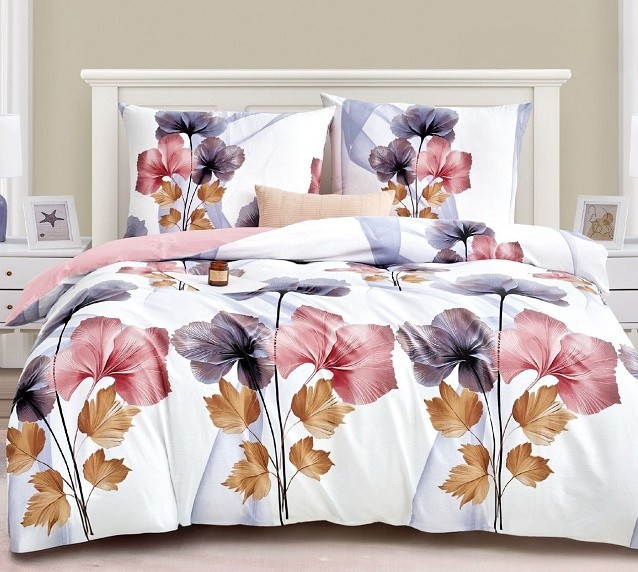 Komplet Pościeli Satyna Bawełniana Liście