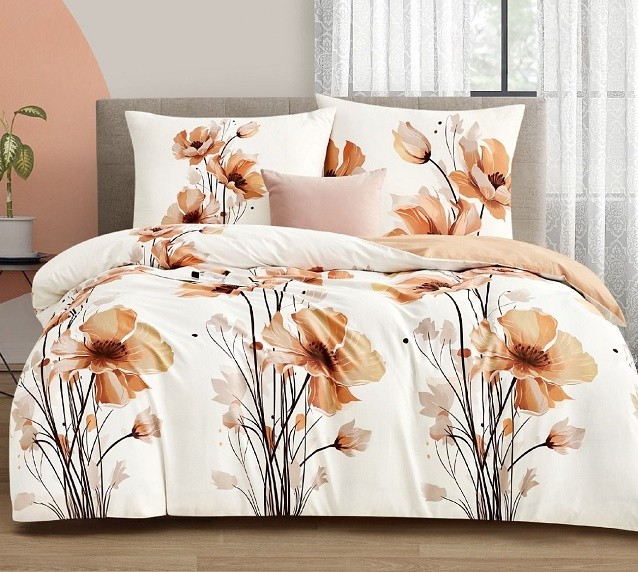 Komplet Pościeli Satyna Bawełniana Kwiaty