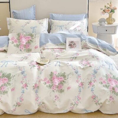 Komplet Pościeli Satyna Bawełniana Róże