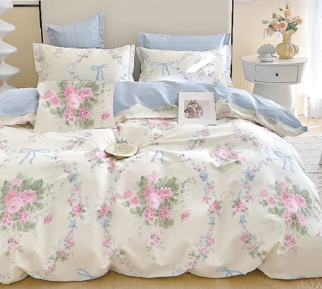 Komplet Pościeli Satyna Bawełniana Róże