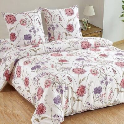 Komplet Pościeli Satyna Bawełniana Kwiaty