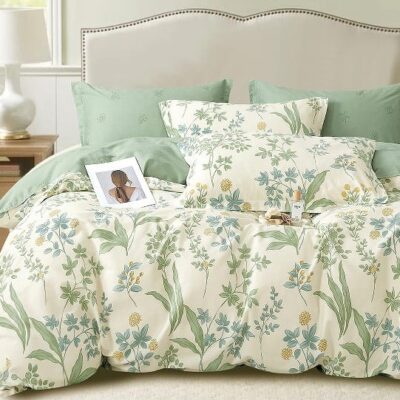 Komplet Pościeli Satyna Bawełniana Liście