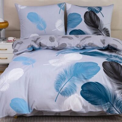 Komplet Pościeli Satyna Bawełniana Piórka