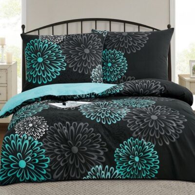 Komplet Pościeli Satyna Bawełniana Rozety