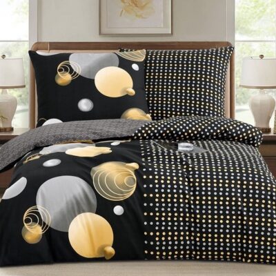 Komplet Pościeli Satyna Bawełniana Groszki