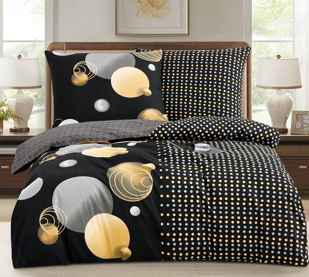 Komplet Pościeli Satyna Bawełniana Groszki