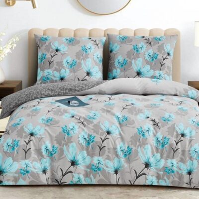 Komplet Pościeli Satyna Bawełniana Kwiaty