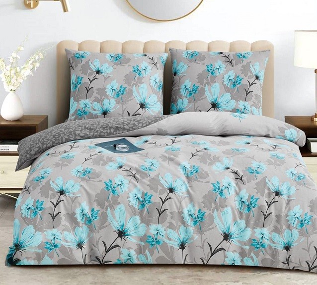 Komplet Pościeli Satyna Bawełniana Kwiaty