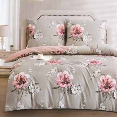 Komplet Pościeli Satyna Bawełniana Kwiaty