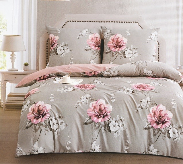 Komplet Pościeli Satyna Bawełniana Kwiaty