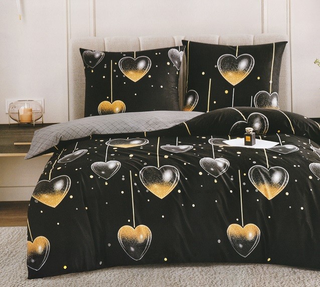 Komplet Pościeli Satyna Bawełniana Serca