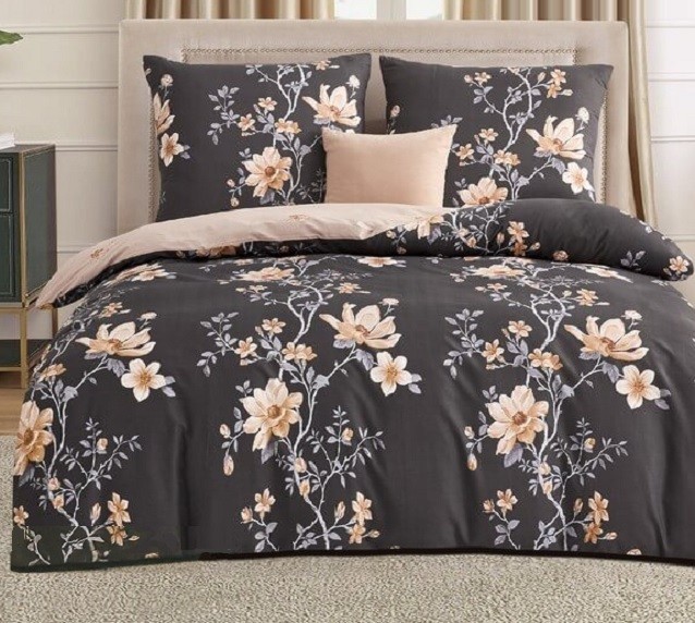 Komplet Pościeli Satyna Bawełniana Kwiaty